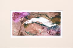 Vintage Tan and Magenta Abstract Textured Monotype