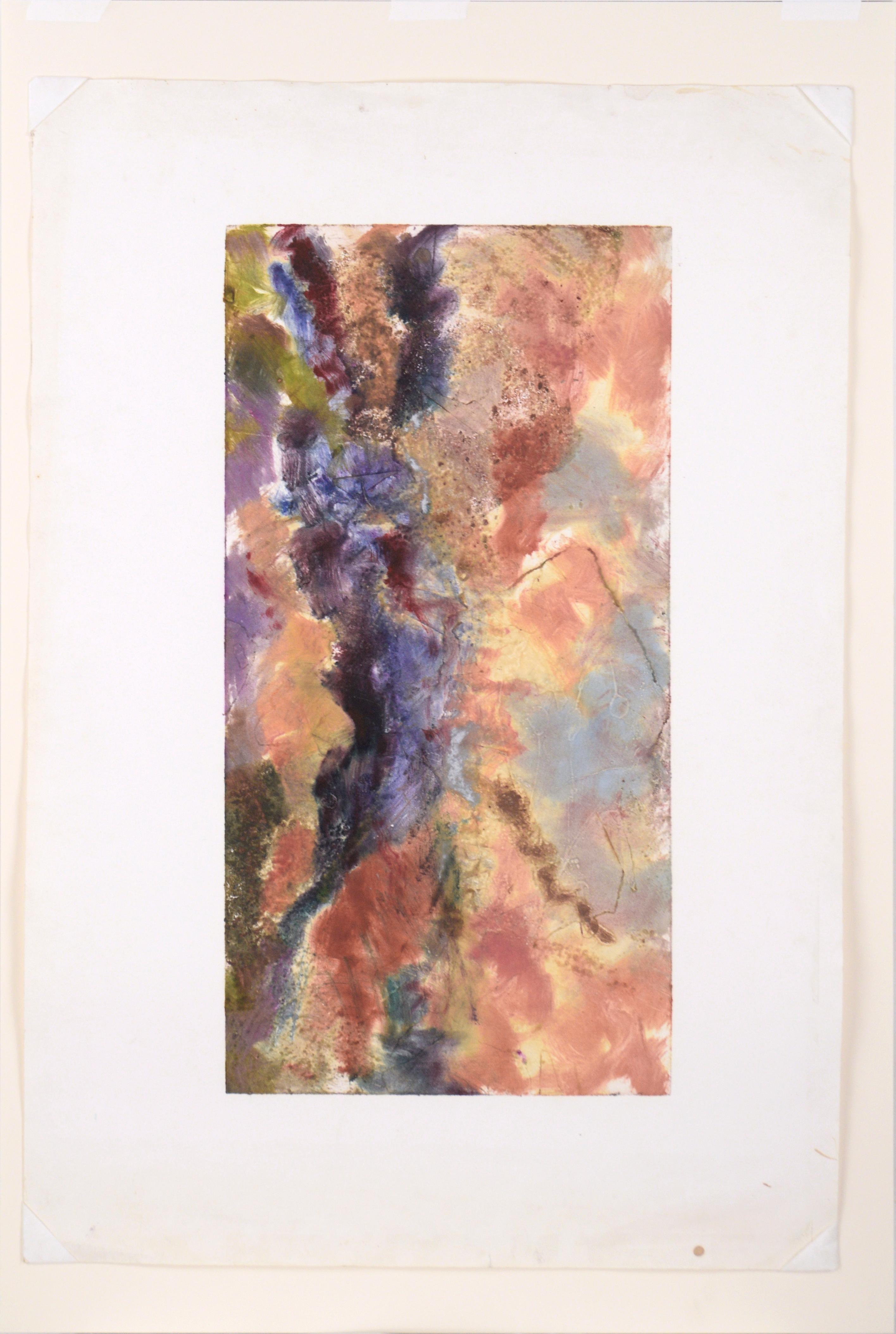 Abstract Purple and Peach Colored Textured Monoprint David Stephens For Sale 4