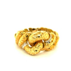 David Stern 18k Hammered Yellow Gold Diamond Bracelet