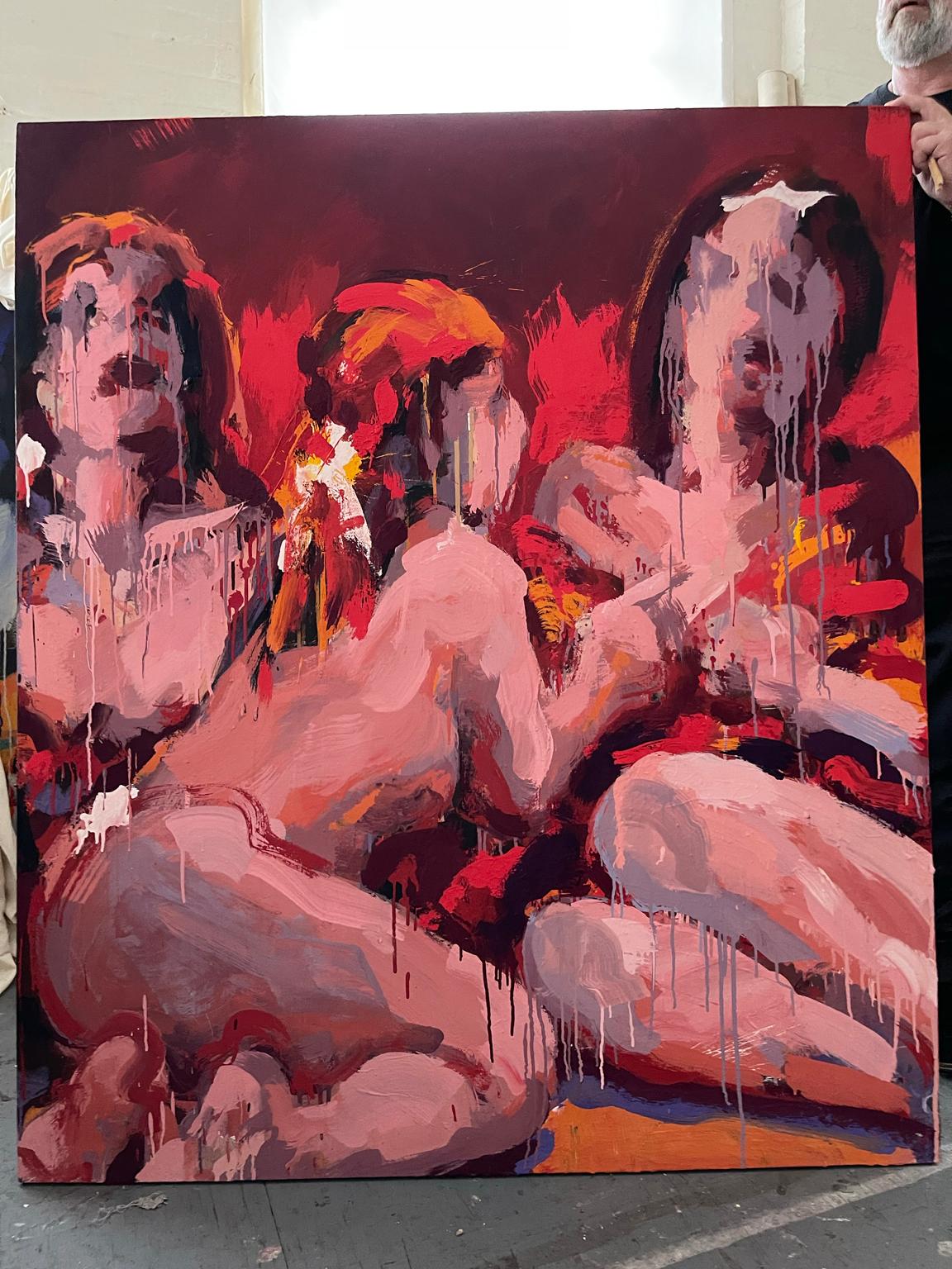 David Stern (Germania, nato nel 1956)
Acrilici su tela
71 pollici per 81 pollici
Firmato a mano dall'artista, certificato di autenticità disponibile

Parole chiave: rosso, figurazione astratta , espressionismo cabalistico , misticismo , pittura ,