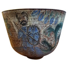 David Stewart Incised Earthenware Bowl Saint George & the Dragon