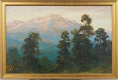 Estes Park Colorado Sunset Mountain Landscape Grande peinture à l'huile signée et encadrée