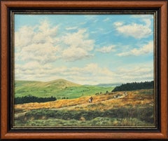 Walkers Across the Lancashire Fells British Rural Landscape Painting