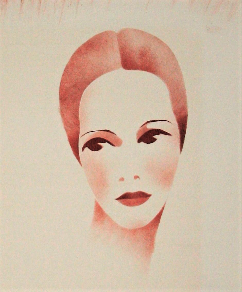Portrait of the artist's wife, Mollie Shuger Darling. - Print by David T. Darling
