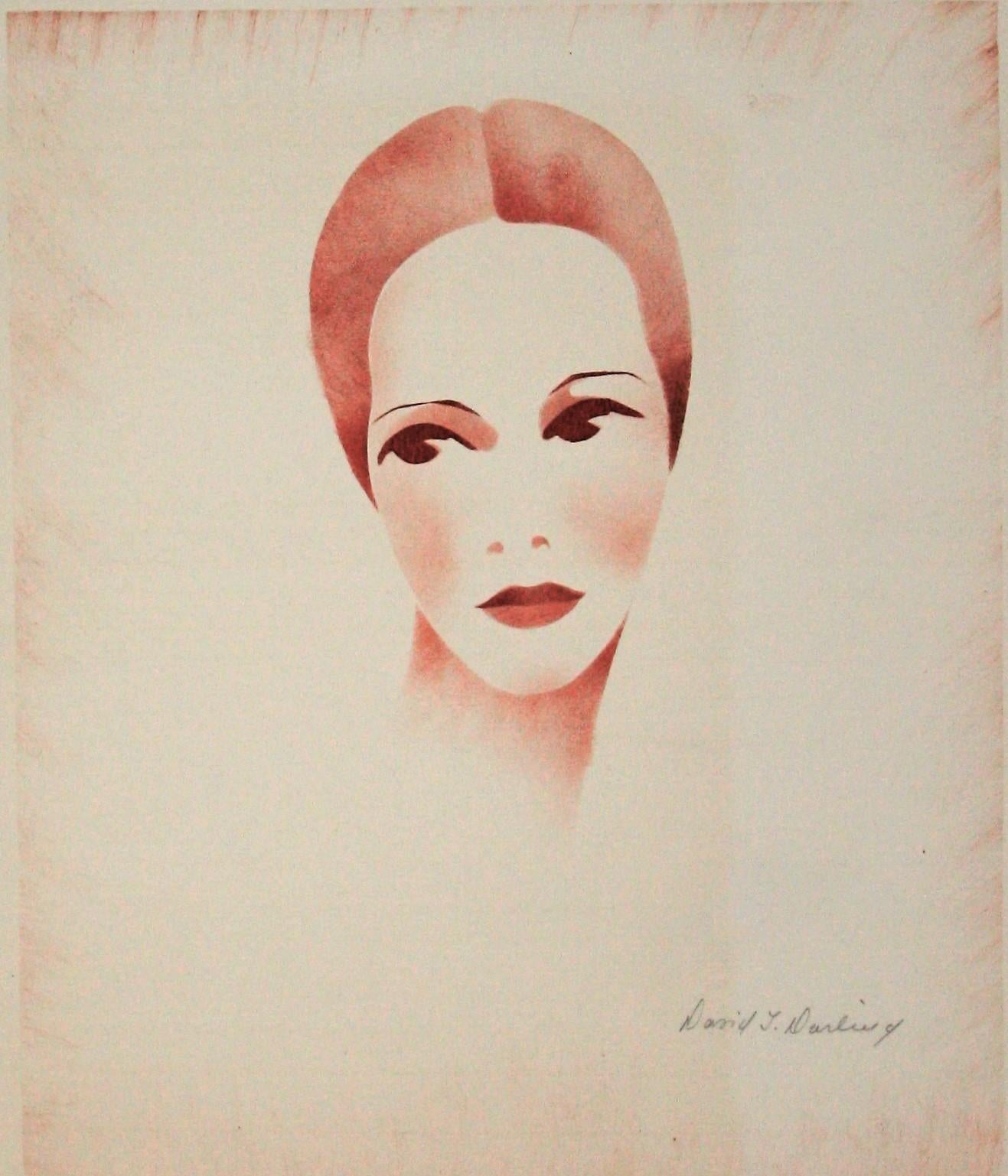 Portrait of the artist's wife, Mollie Shuger Darling. - Beige Figurative Print by David T. Darling