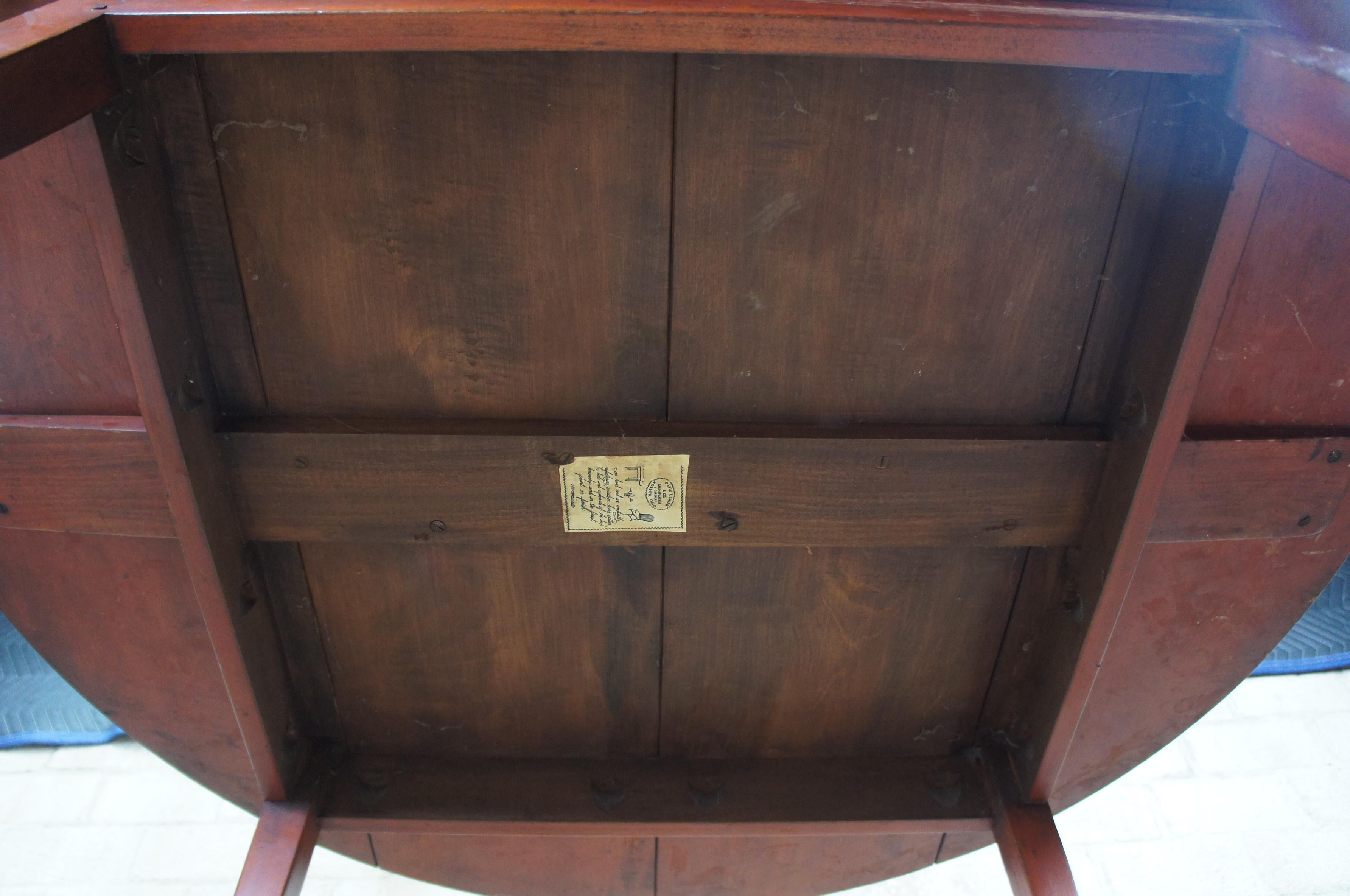 David T Smith Primitive Early American Round Pine Shaker Farmhouse Dining Table 1