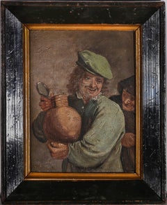 À la manière de David Teniers (1610-1690) - Huile encadrée de la fin du 19ème siècle, Jolly Toper