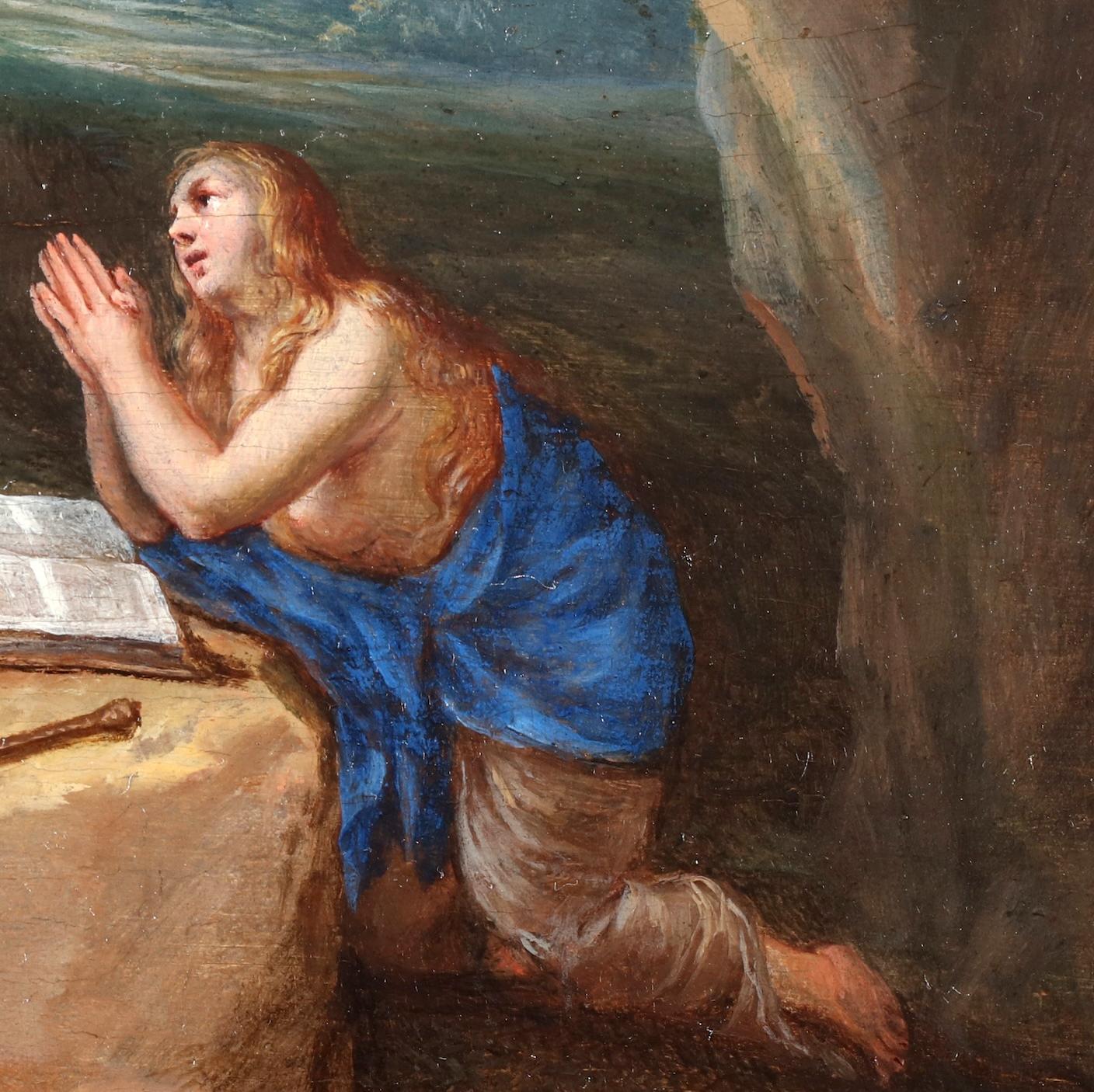 Mary Magdalene praying in her cave - Old Masters Painting by David Teniers I