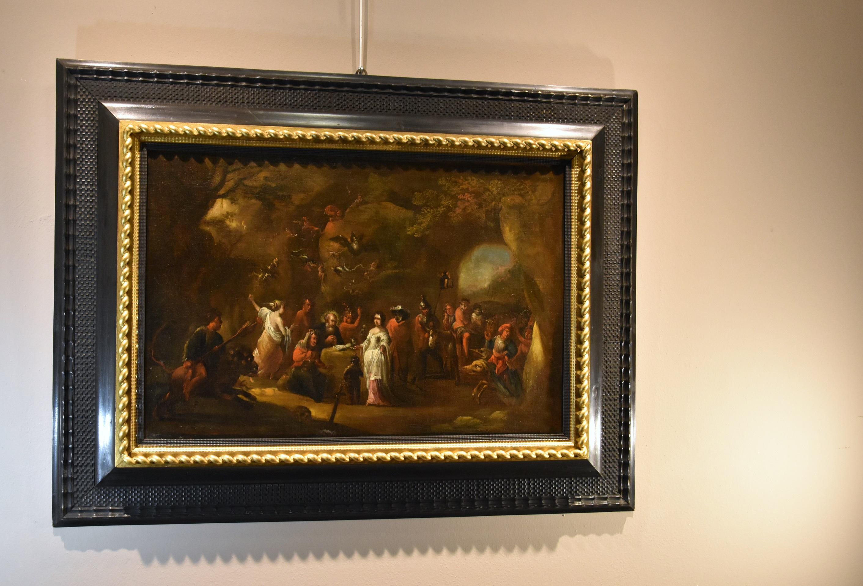 Temptations St. Anthony Teniers II Paint 17th Century Oil on canvas Flemish  For Sale 10