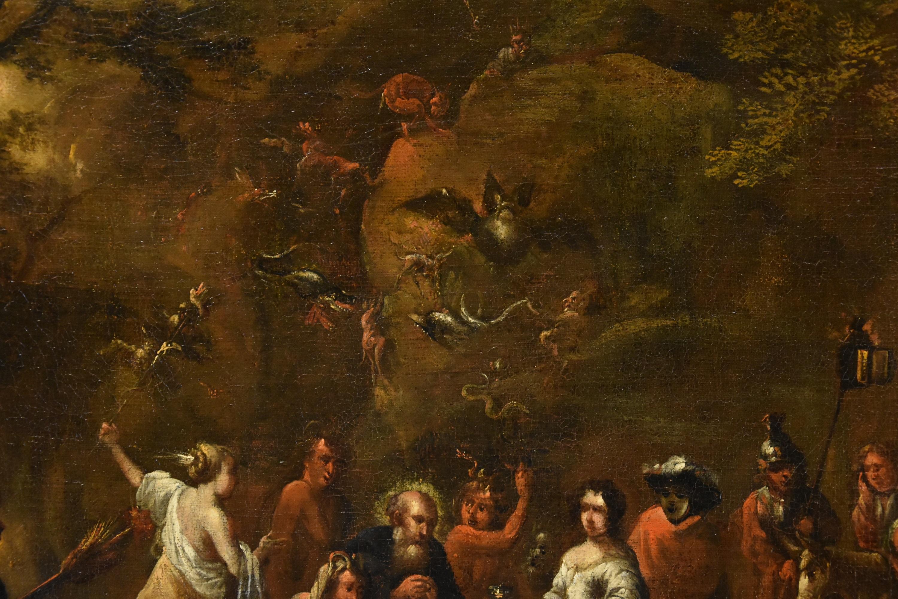 Temptations St. Anthony Teniers II Paint 17th Century Oil on canvas Flemish  For Sale 5