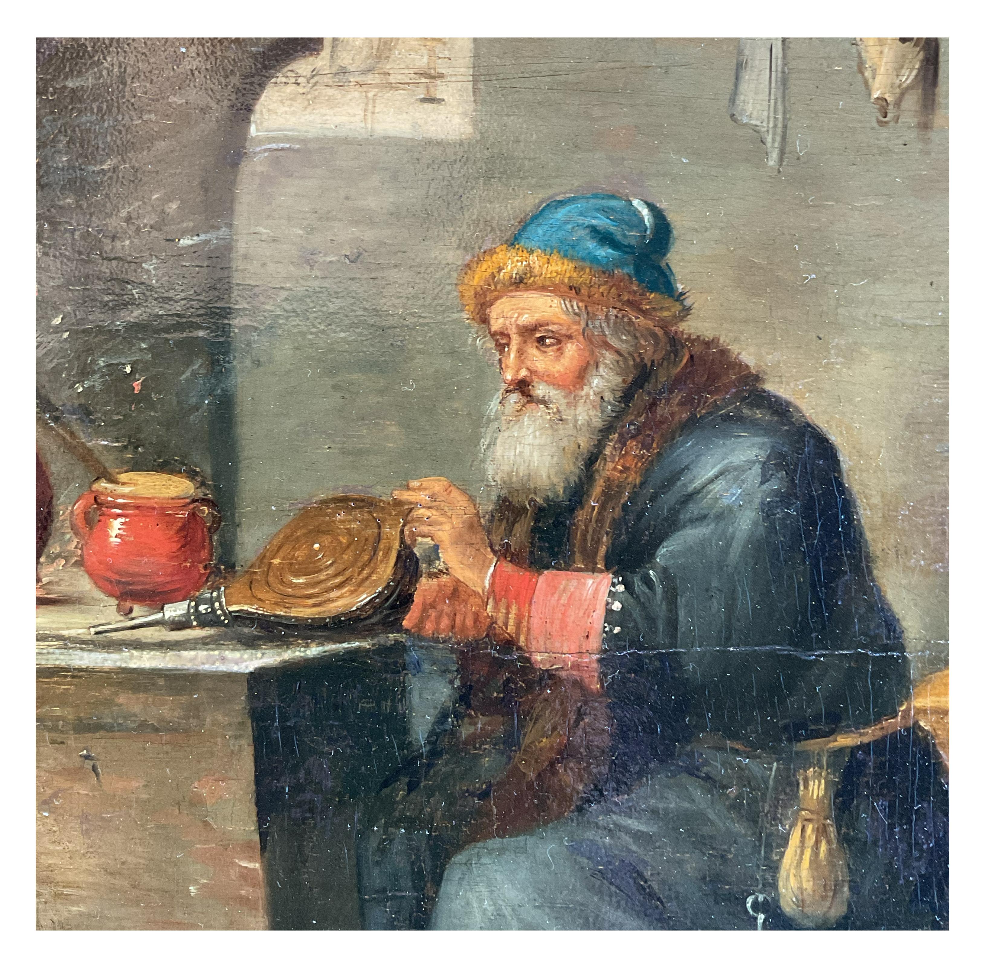 Dutch David Teniers the Younger (att.), The Alchemist, oil painting on panel For Sale