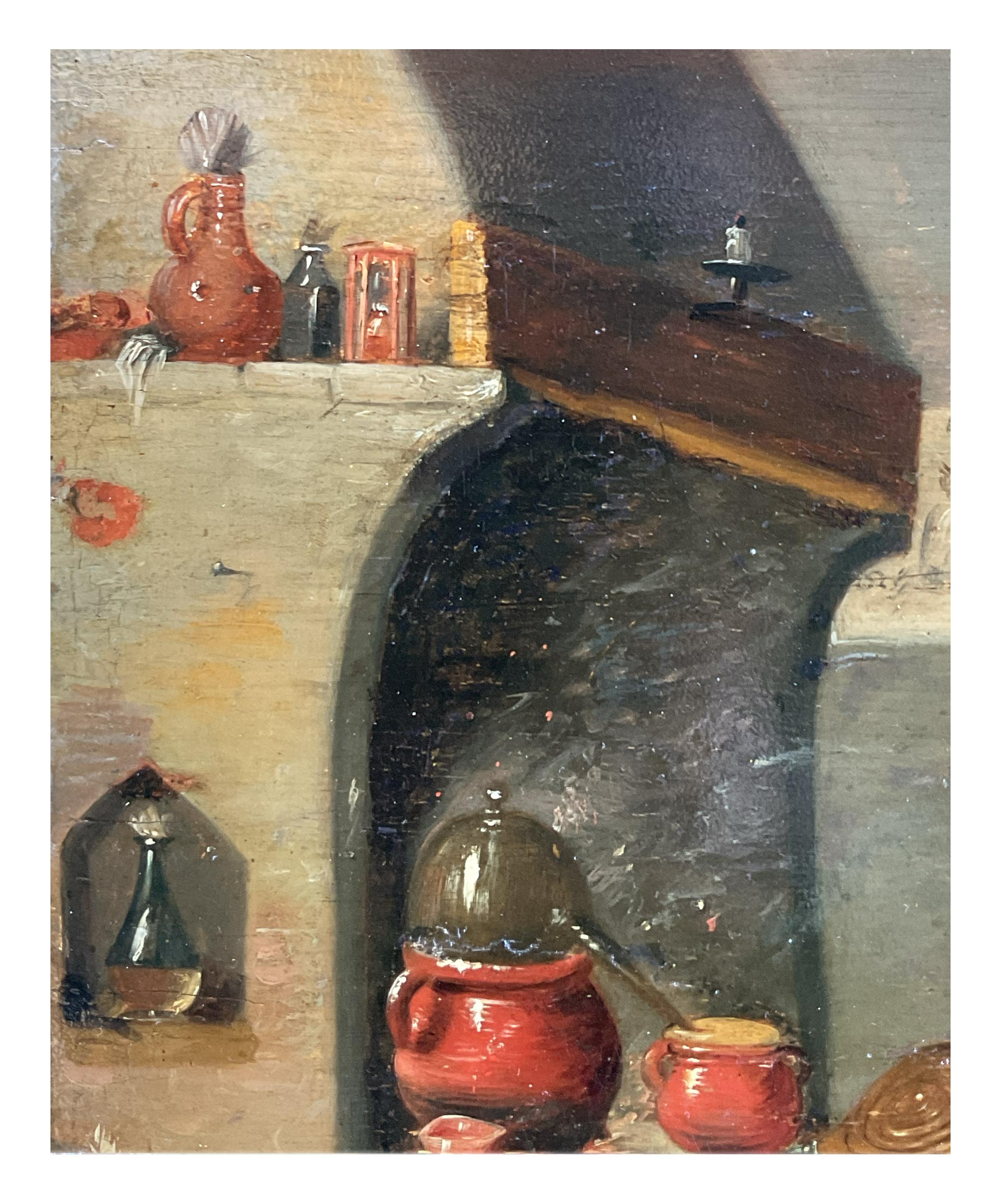 David Teniers the Younger (att.), The Alchemist, oil painting on panel In Good Condition For Sale In Spinea, Veneto