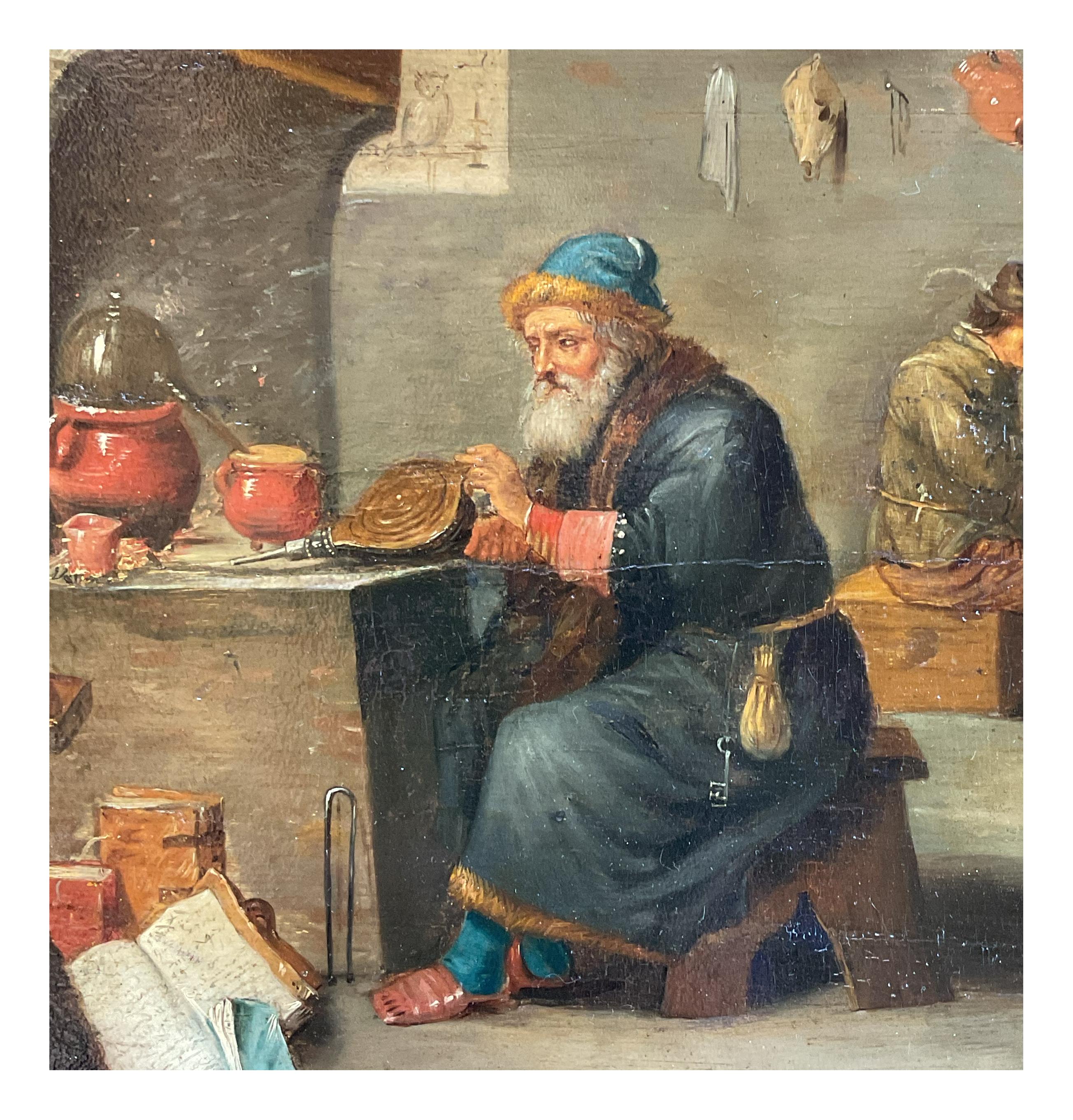 David Teniers the Younger (att.), The Alchemist, oil painting on panel For Sale 2