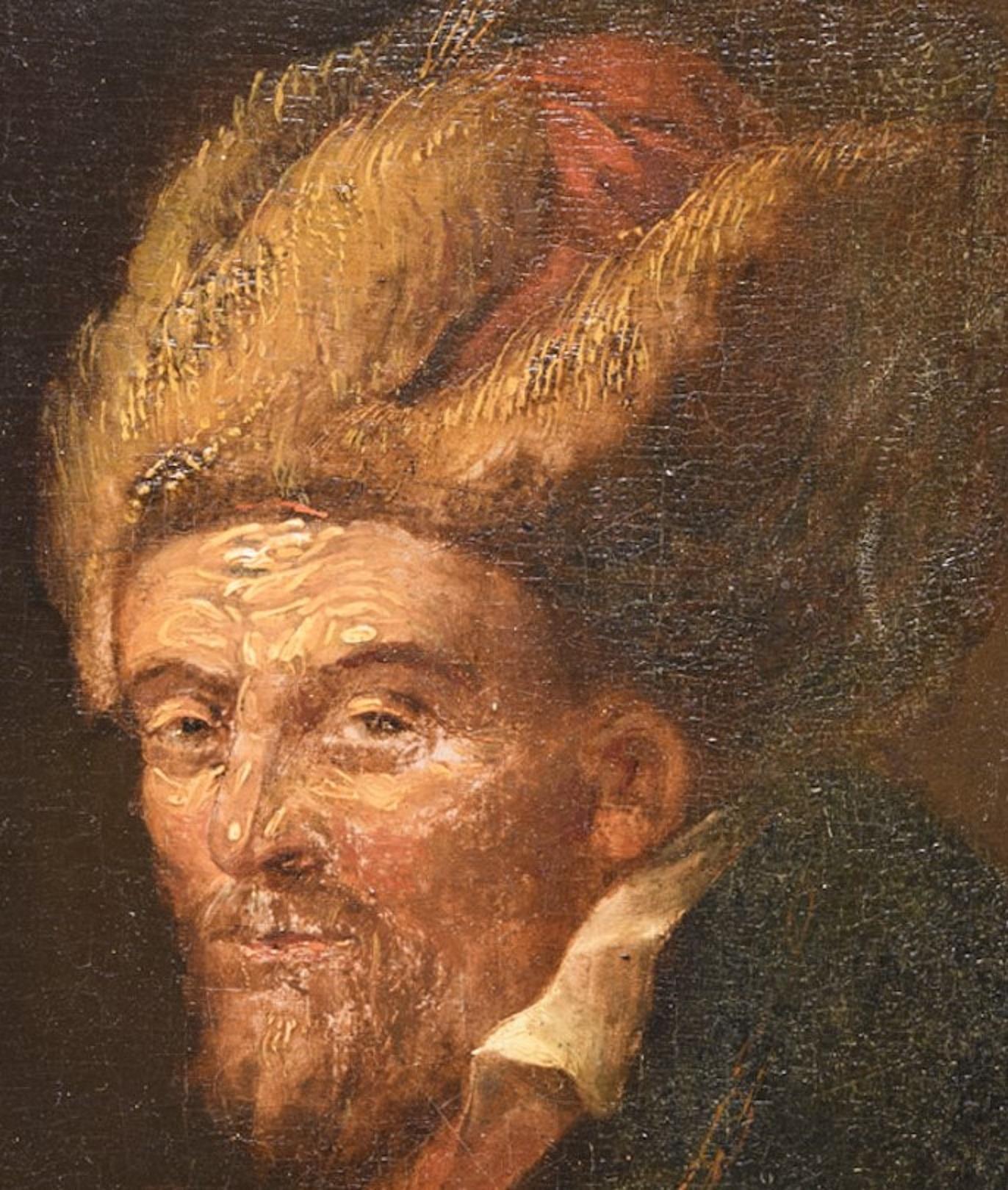 Ritratto del 17° secolo di un nobile russo con cappello Ushanka, scuola fiamminga. - Painting di David Teniers the Younger