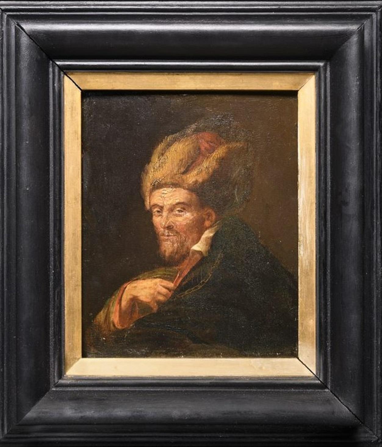 Ritratto del 17° secolo di un nobile russo con cappello Ushanka, scuola fiamminga. - Painting Barocco di David Teniers the Younger