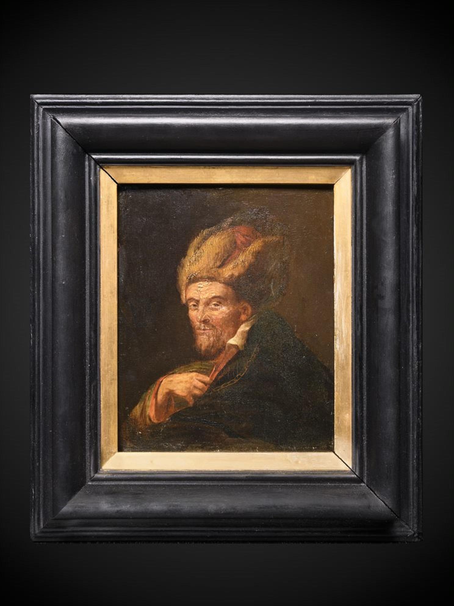 David Teniers the Younger Portrait Painting - 17th C Portrait of Russian Nobleman wearing Ushanka Hat, Flemish Shool.