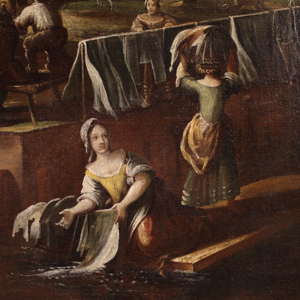 17. Jahrhundert Öl auf Leinwand Flämische Malerei Landschaft mit Figuren, 1640 im Angebot 11