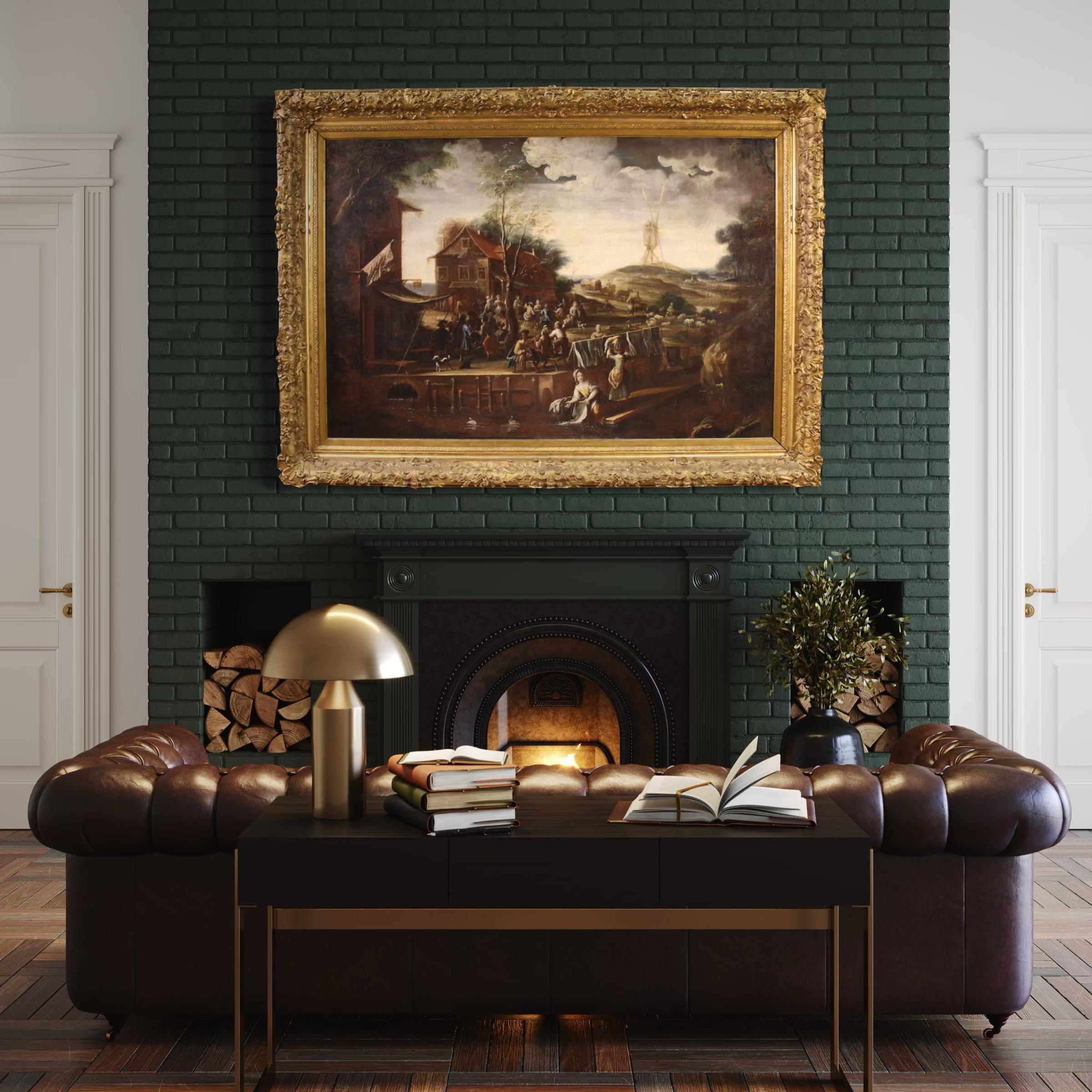 17. Jahrhundert Öl auf Leinwand Flämische Malerei Landschaft mit Figuren, 1640 im Angebot 2