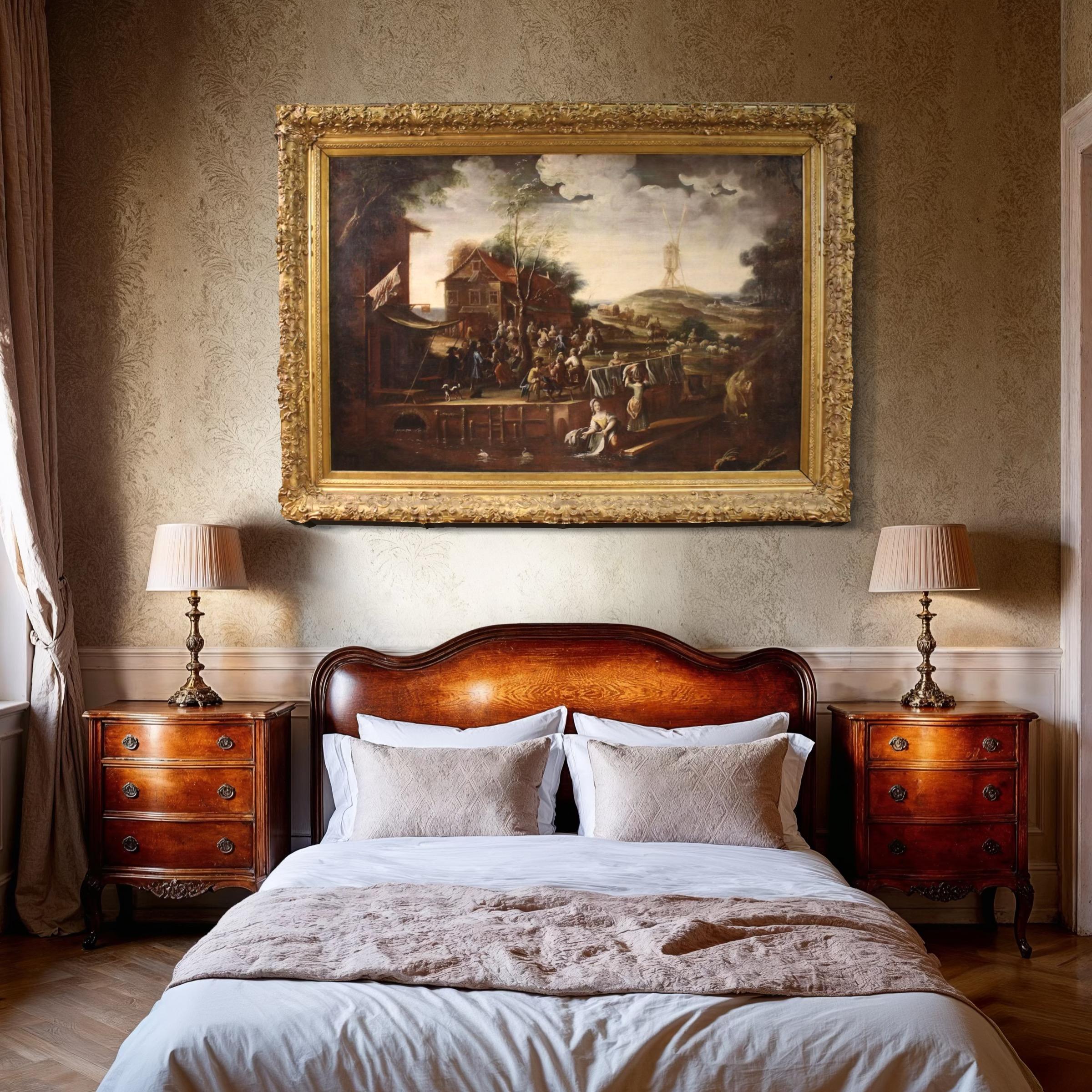 17. Jahrhundert Öl auf Leinwand Flämische Malerei Landschaft mit Figuren, 1640 im Angebot 4