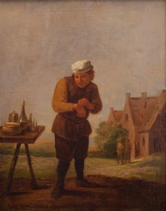 Un campesino quitando un yeso: El sentido del tacto. Por un seguidor de David Teniers