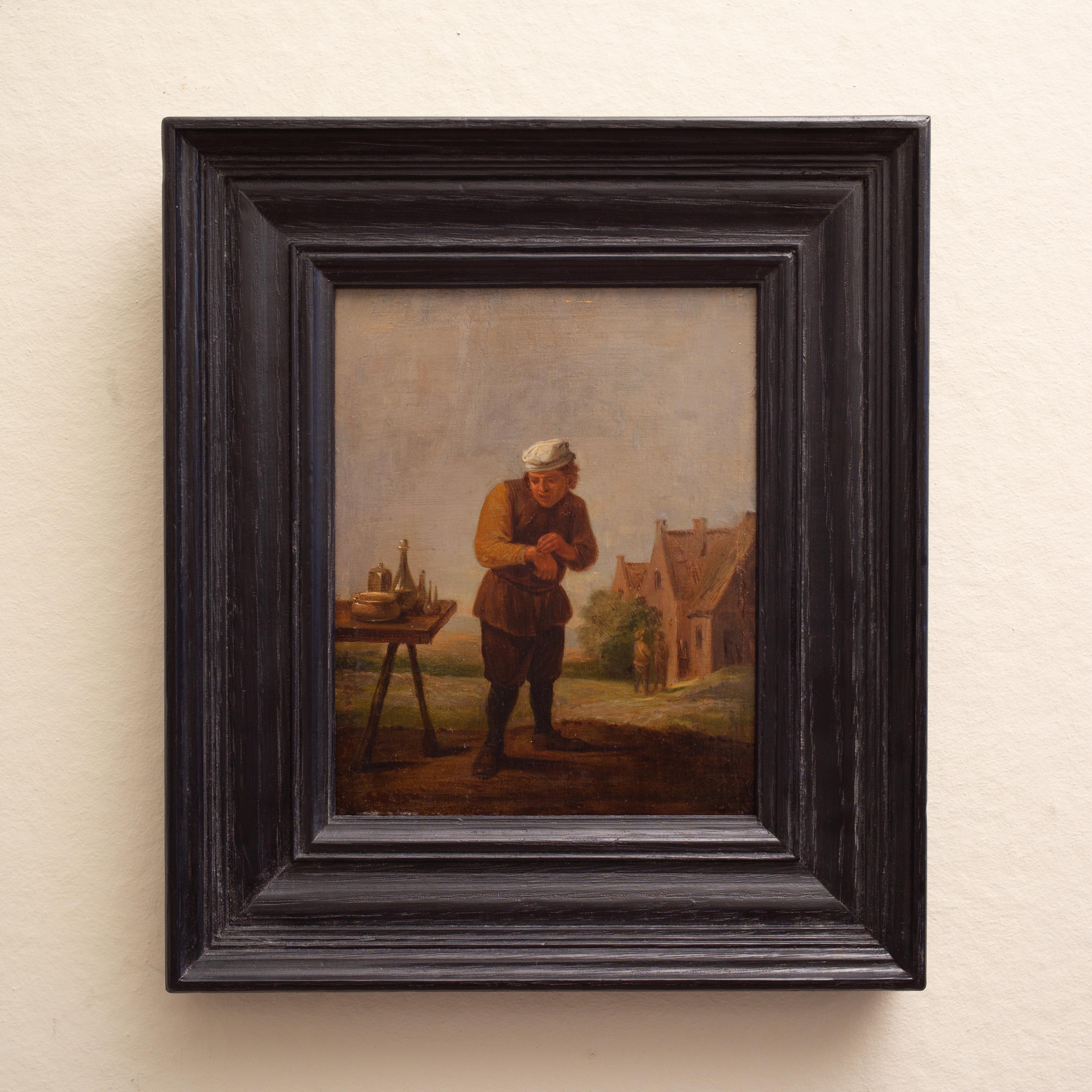 A Peasant Removing a Plaster: The Sense of Touch. By a Follower of David Teniers