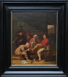 Ölgemälde eines Alten Meisters aus dem holländischen 17. Jahrhundert:: einem Chirurgen:: der an den Fuß seines Patients erinnert