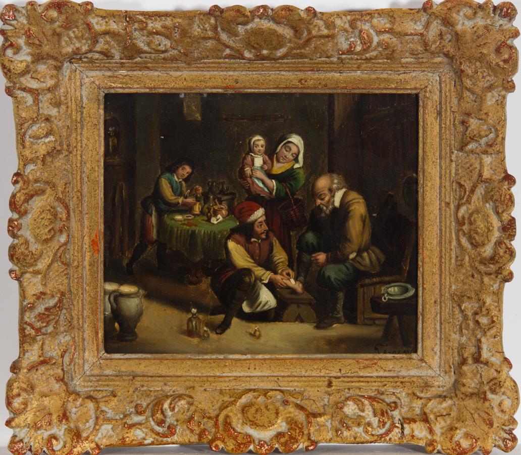 David Teniers the Younger Interior Painting - After David Teniers II (1610-1690) - 19th Century Oil, Surgeon Tending Foot