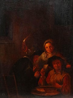 David Teniers le Jeune - Huile du XVIIIe siècle, « Les joueurs de cartes »