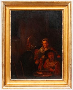 David Teniers le Jeune - Huile du XVIIIe siècle, « Les joueurs de cartes »