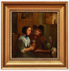 David Teniers le Jeune - Huile du XIXe siècle, « Encore un verre »