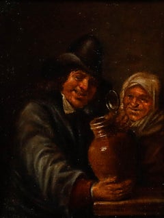 David Teniers le Jeune - Huile sur toile du XIXe siècle, « Les buveurs »