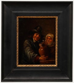 David Teniers le Jeune - Huile sur toile du XIXe siècle, « Les buveurs »