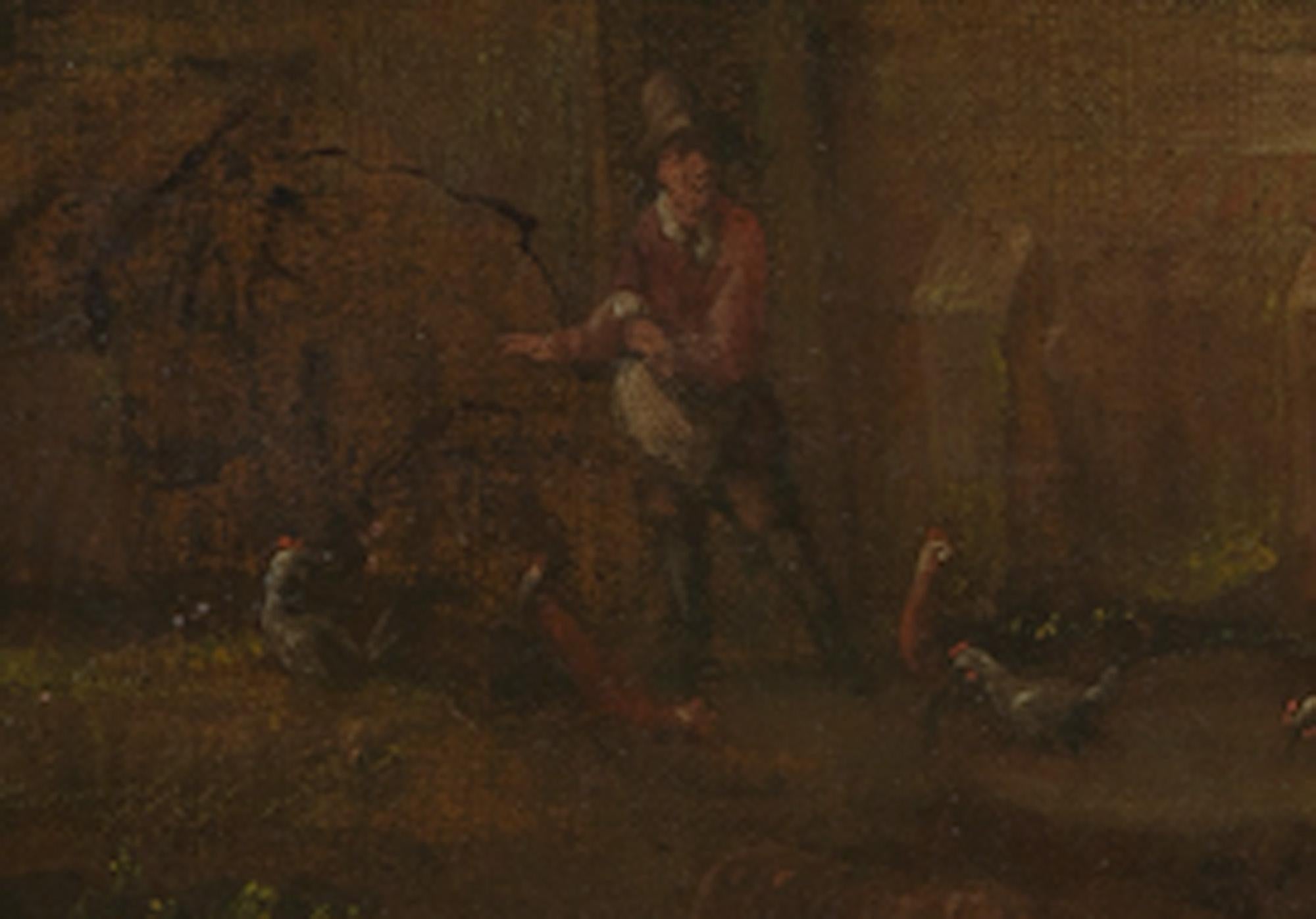 Farmyard with Well, People and Livestock, Oil on Canvas 6