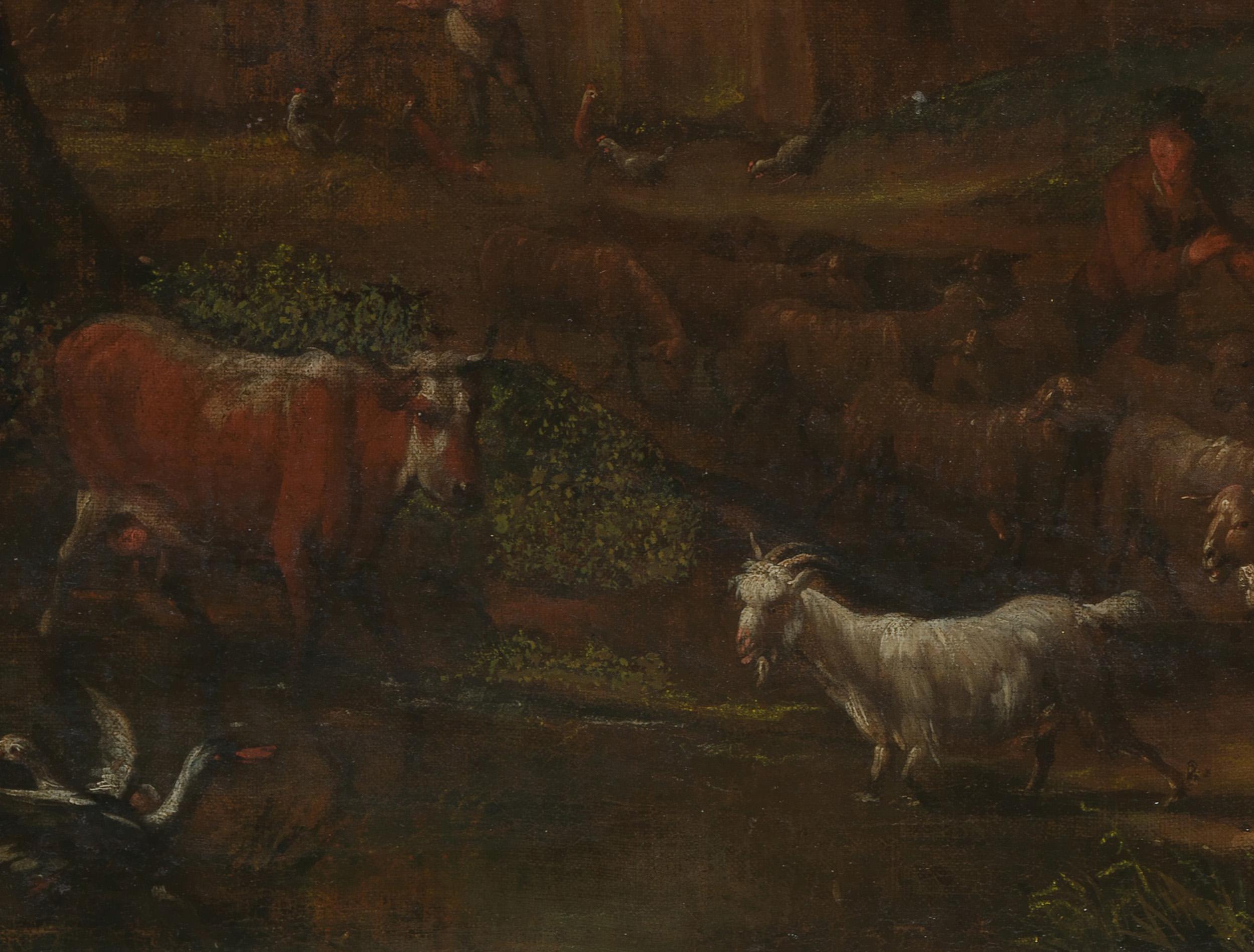 Farmyard with Well, People and Livestock, Oil on Canvas 2