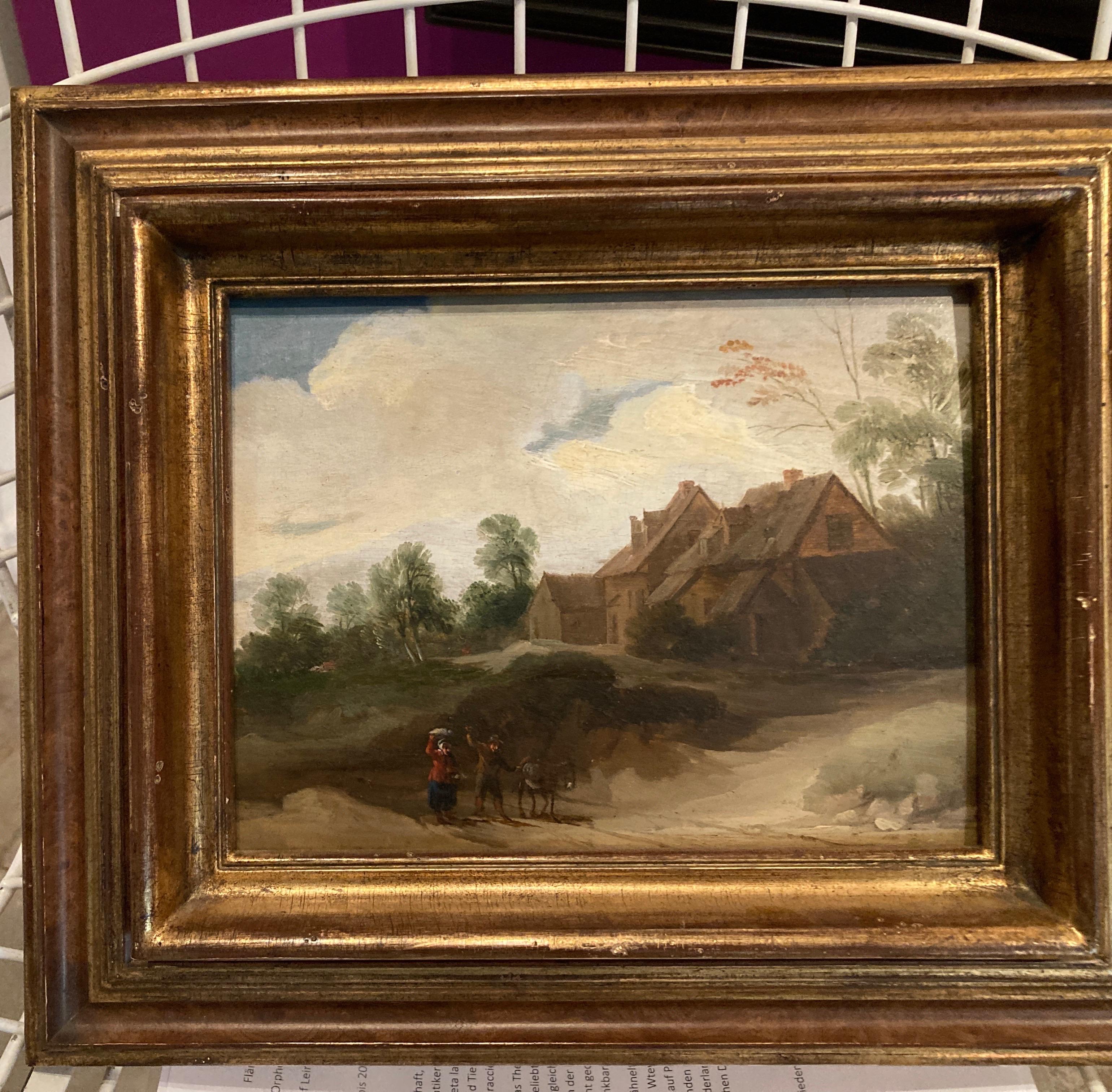 Old Master Painting, Baroque Landscape Peasants, Genre, Dutch, Circle of Teniers 5