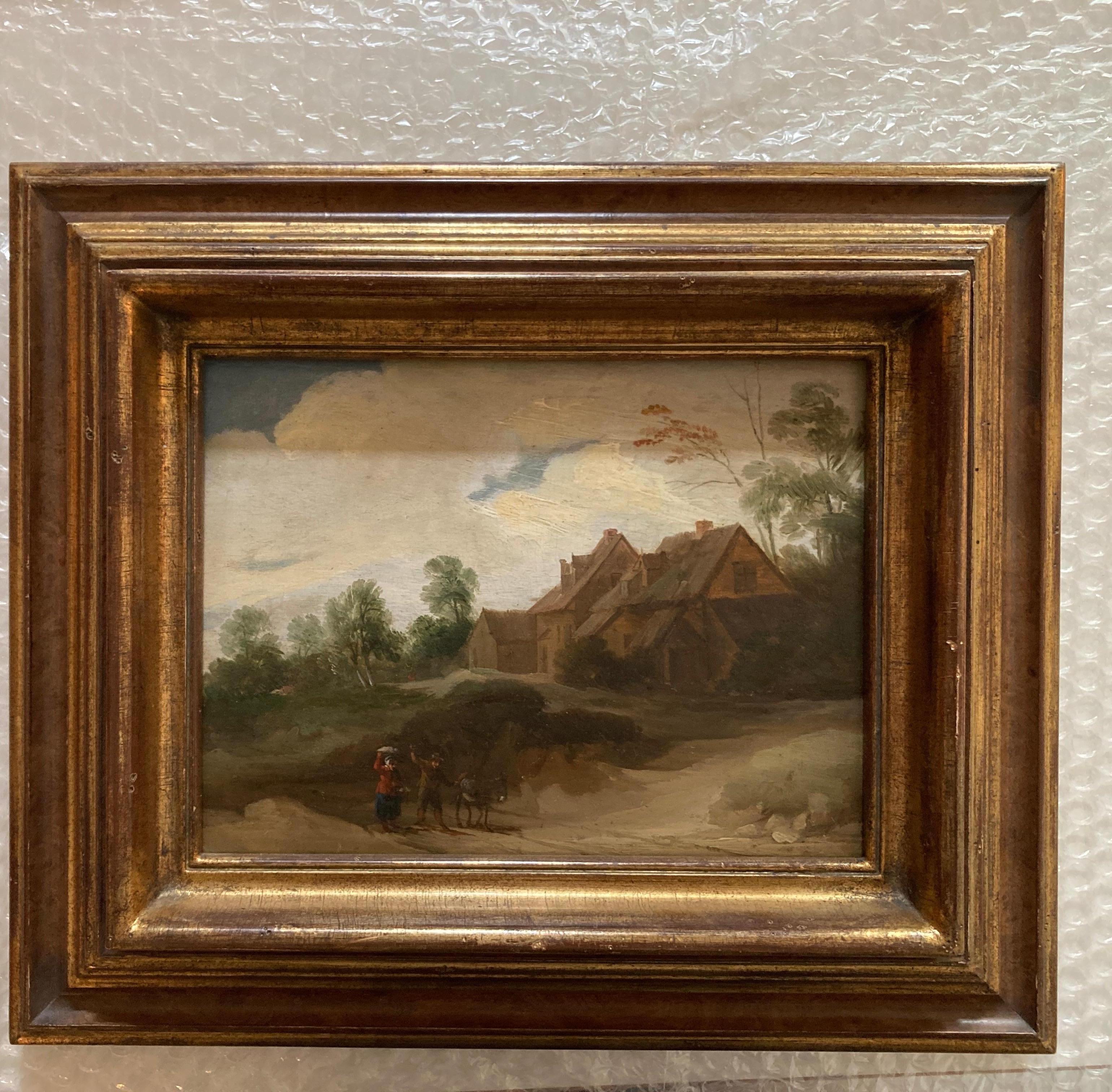 Old Master Painting, Baroque Landscape Peasants, Genre, Dutch, Circle of Teniers 4