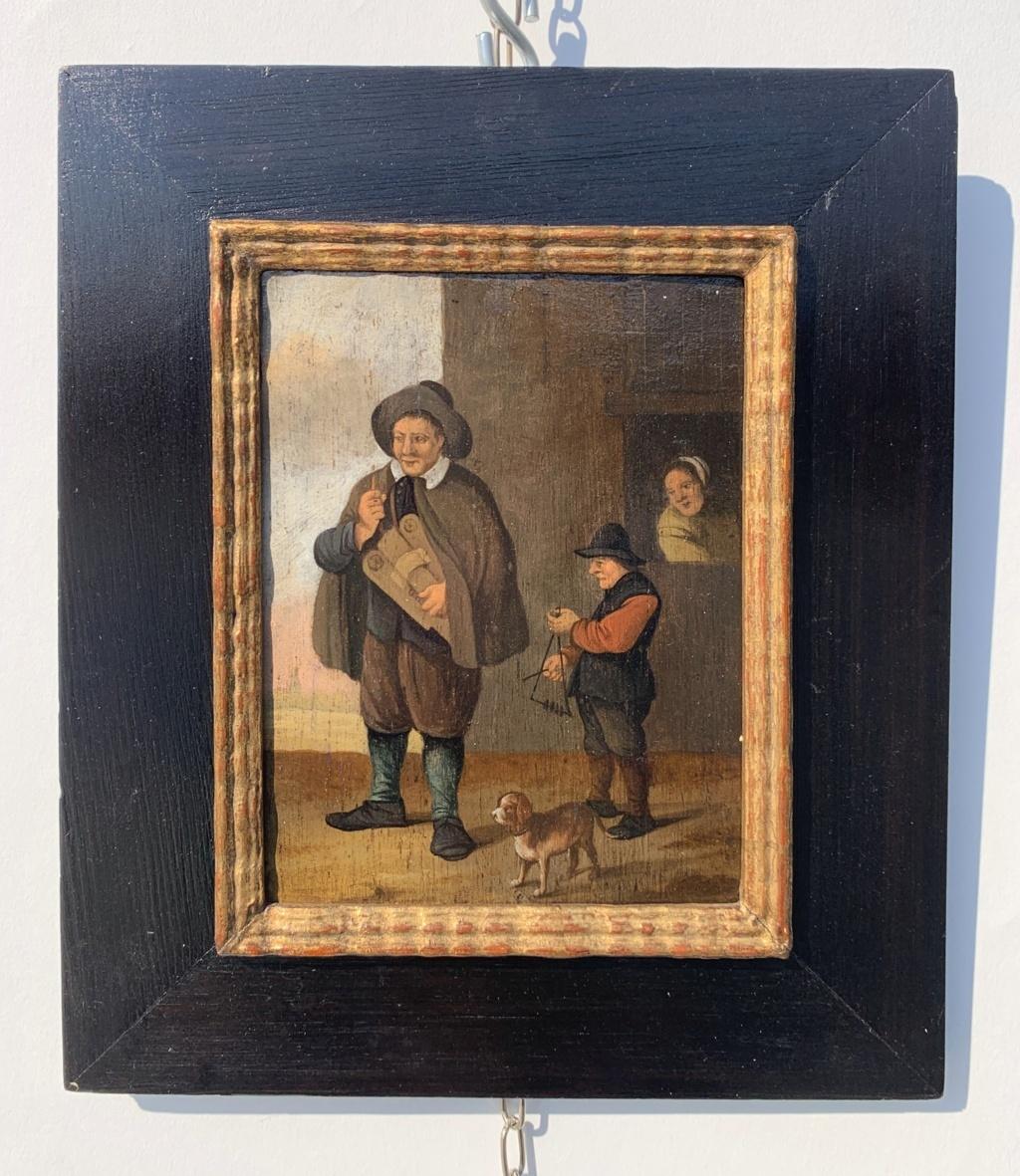Pair of 17th-18th century Dutch paintings - Dogs figures - Oil on panel 5
