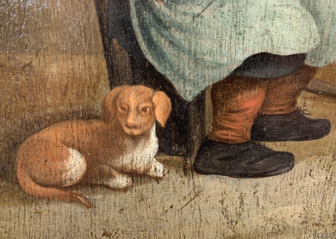 Pair of 17th-18th century Dutch paintings - Dogs figures - Oil on panel 2