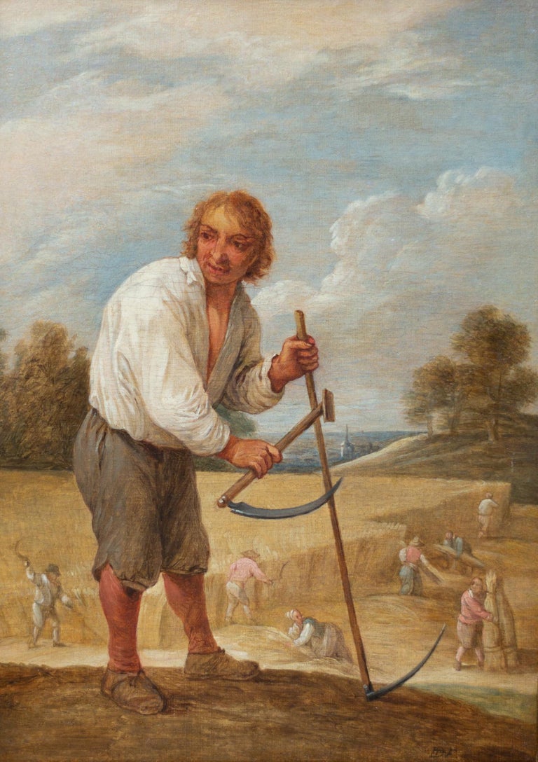 Peasants in a Cornfield (Boer in het veld) by David Teniers the Younger  For Sale 2