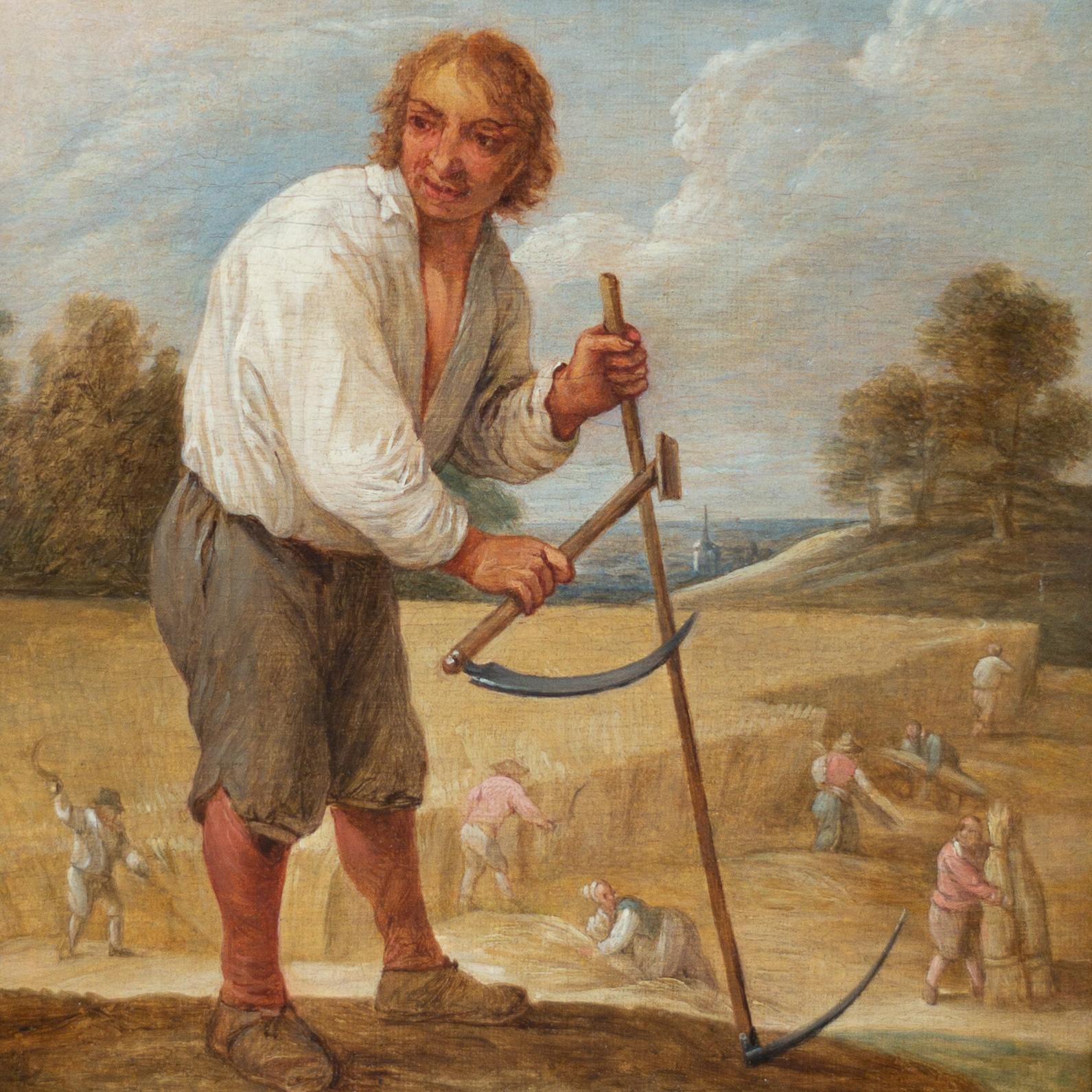 Peasants in a Cornfield (Boer in Het veld) von David Teniers dem Jüngeren  (Braun), Figurative Painting, von David Teniers the Younger