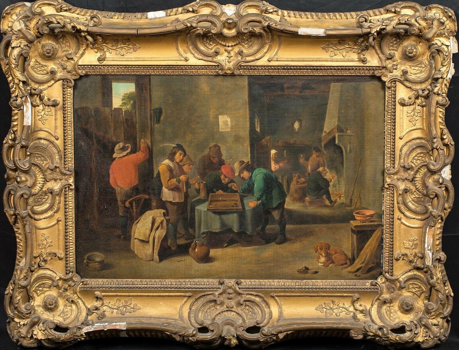 David Teniers the Younger Portrait Painting - Peasants Playing Backgammon, 17th Century