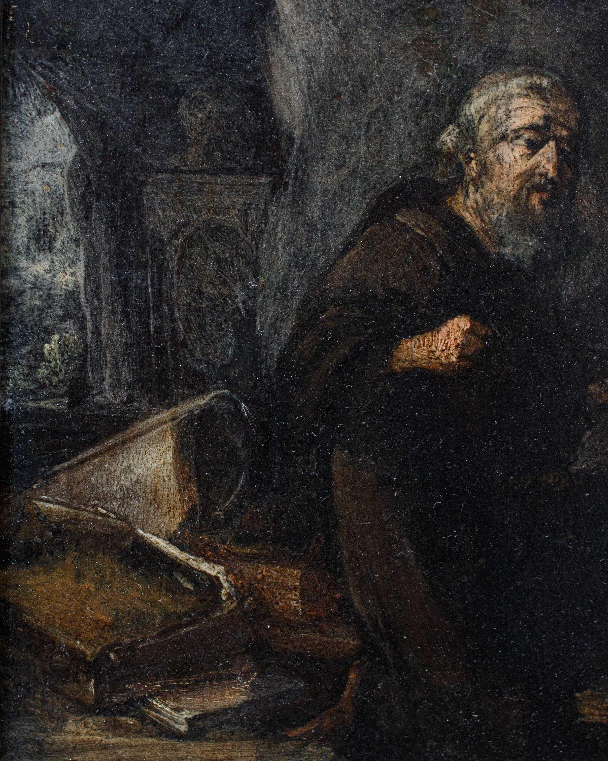 St. Anthony at Prayer Painting on Copper Follower of David Teniers the Younger For Sale 4