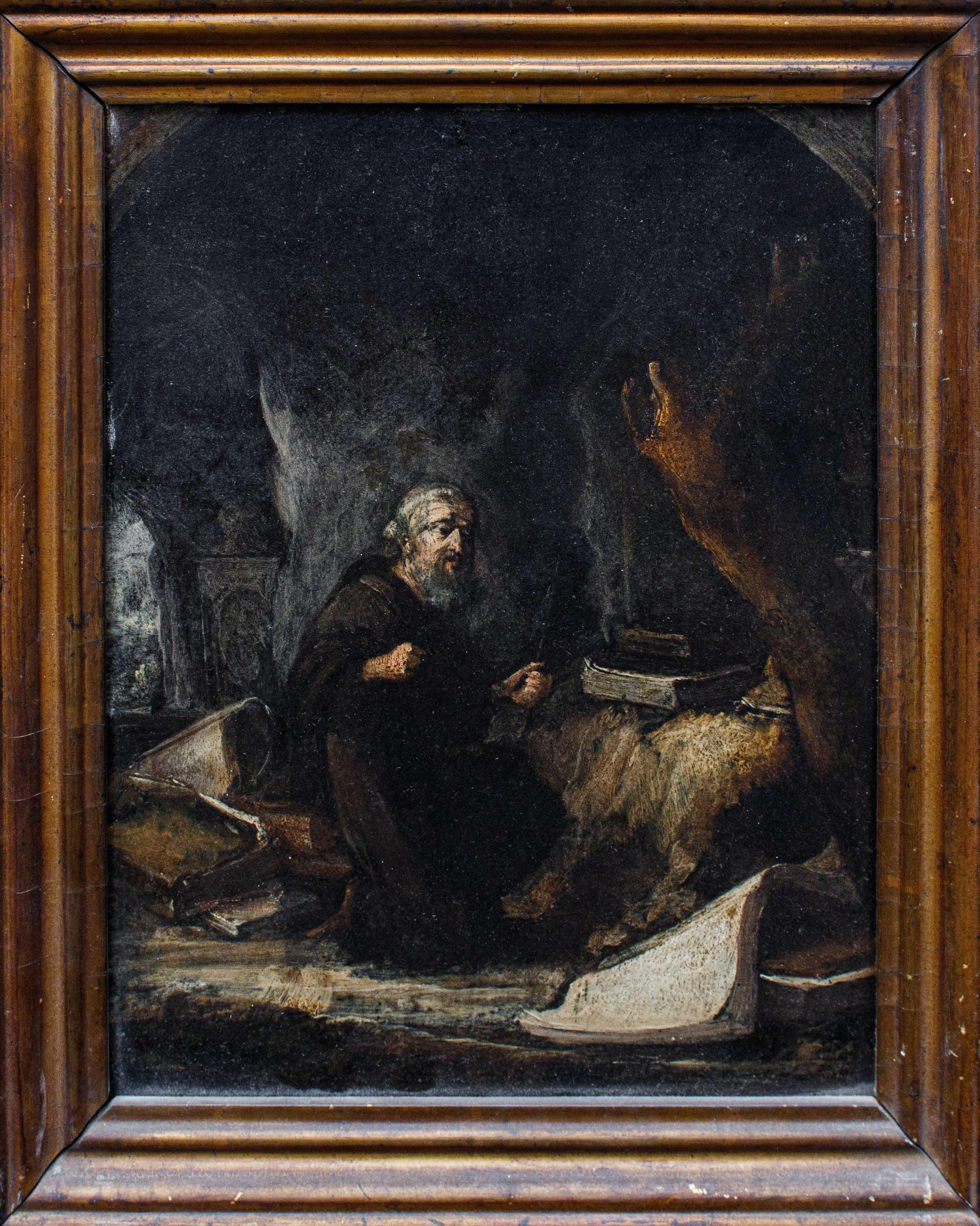 St. Anthony at Prayer Painting on Copper Follower of David Teniers the Younger