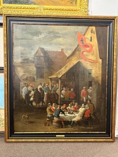 „Tavern Gathering“ von David Teniers, das jüngere Original-Ölgemälde von 1646