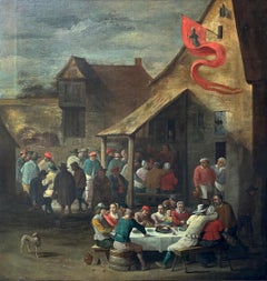 „Tavern Gathering“ von David Teniers, das jüngere Original-Ölgemälde von 1646