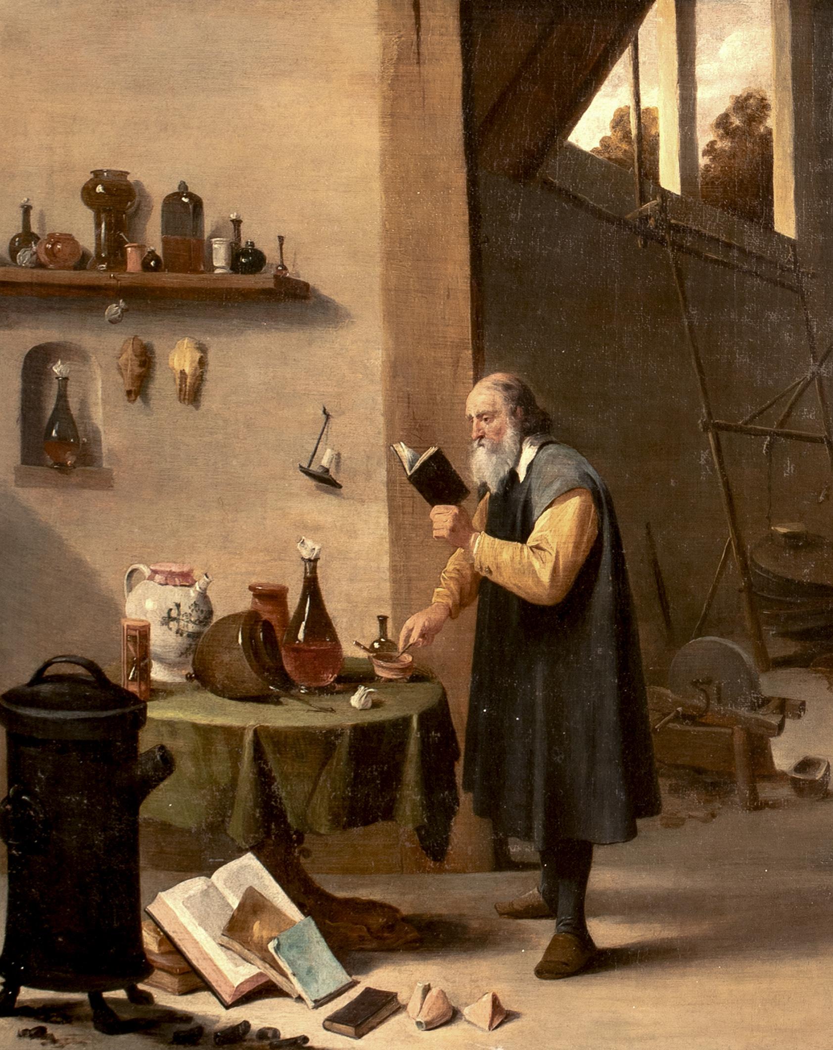 Il laboratorio degli alchimisti, 17° secolo  Scuola di  DAVID TENIERS THE YOUNGER 6