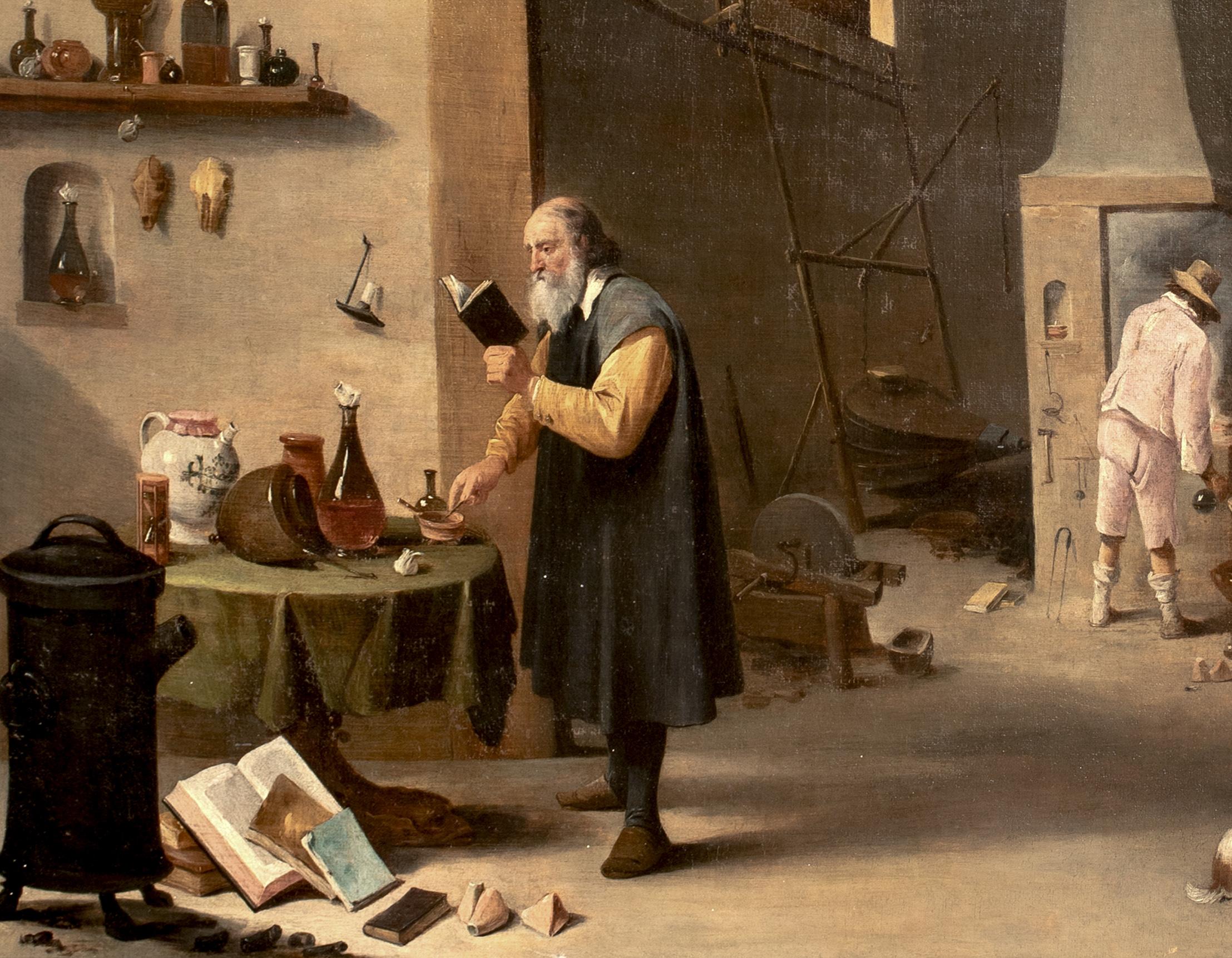 Il laboratorio degli alchimisti, 17° secolo  Scuola di  DAVID TENIERS THE YOUNGER 1