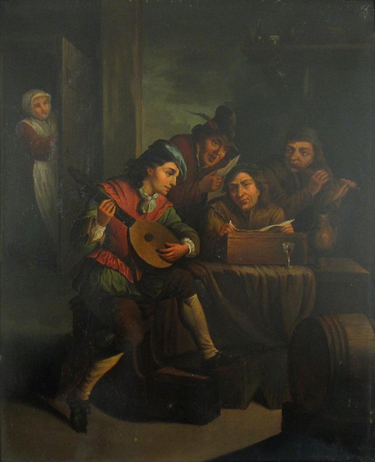 The Lute Player - A Flemish Interior after David Teniers II - 18thC Oil  Painting For Sale at 1stDibs