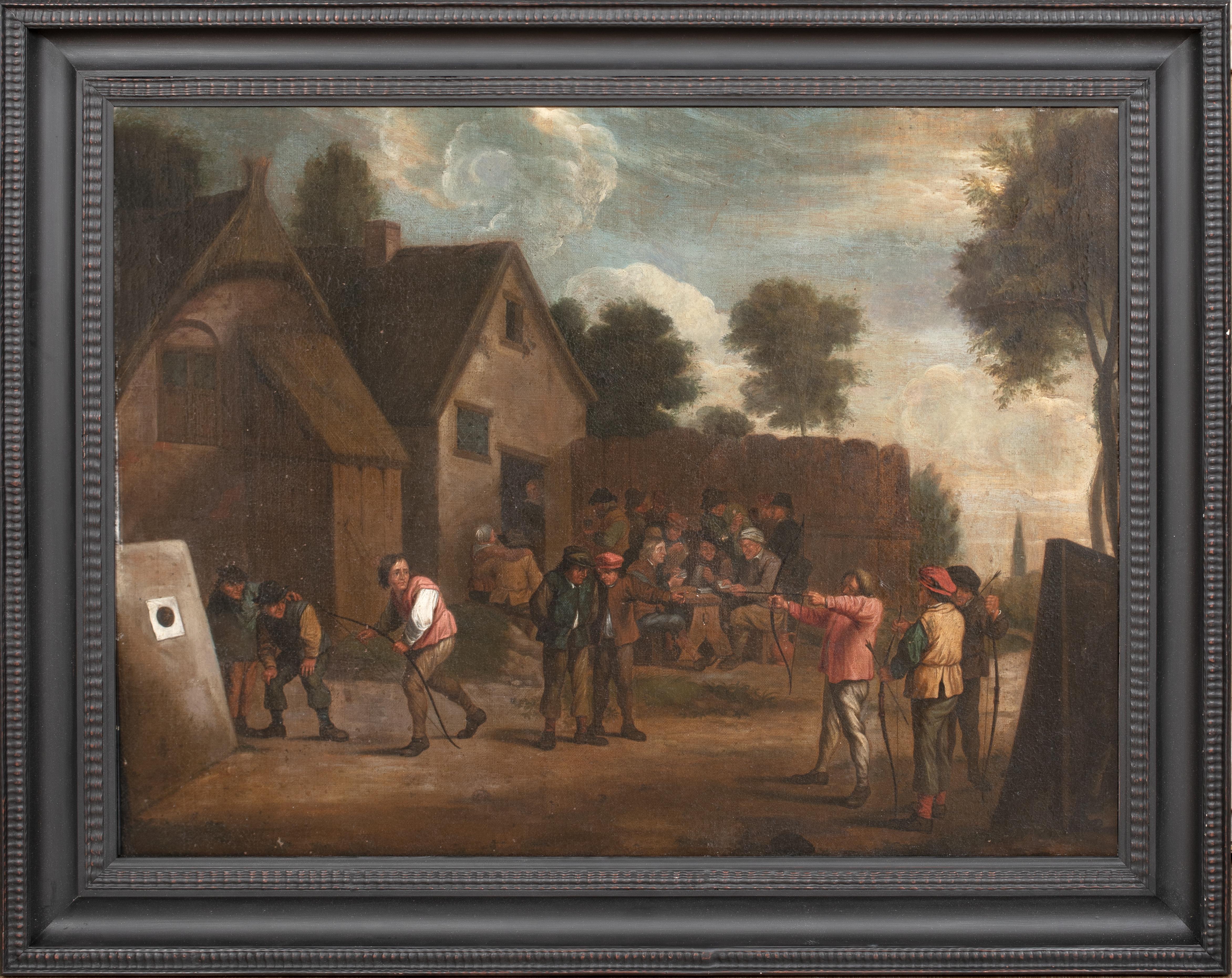 Village Archery-Turnament im Dorfstil, 17. Jahrhundert  Schule von David Teniers (1610-1690)