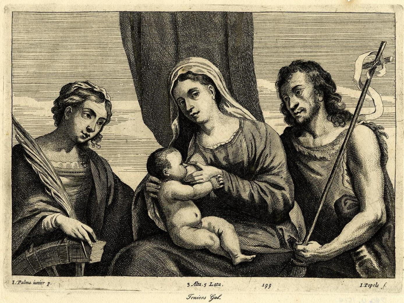 Virgin and Child, a paiting by David Teniers the Younger after Palma Vecchio For Sale 5